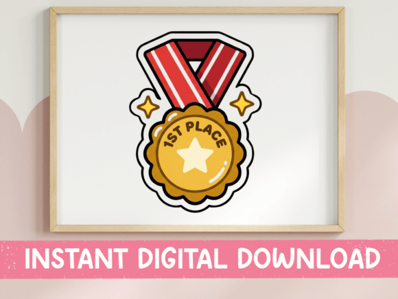 1st Place Gold Medal Sticker: Graphics & T-Shirt Designs
