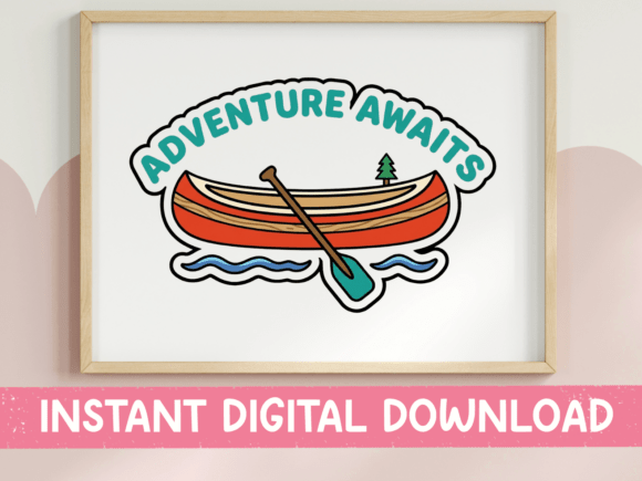 Adventure Awaits Canoe Sticker Design