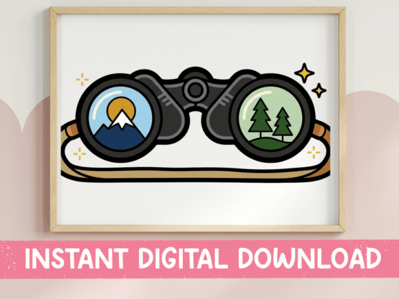 Adventure Binoculars Outdoor Sticker: Graphics for T-Shirt Designs