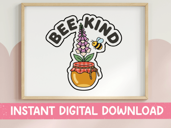 Bee Kind Honey Jar Flower Sticker Graphics