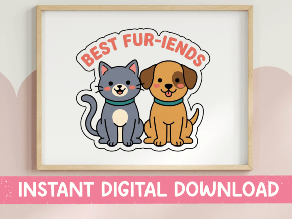Best Fur-iends Cat and Dog Sticker: Graphics for T-Shirt Designs