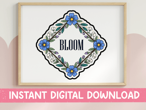 Bloom Floral Diamond Frame Sticker Graphics for T-Shirt Designs