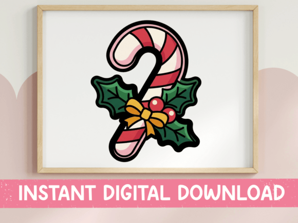 Candy Cane Holly Christmas Sticker Graphics
