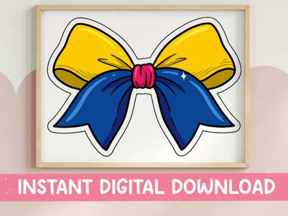 Cheer Bow Blue Gold Sticker SVG PNG: Graphics for T-Shirt Designs & Local Branding