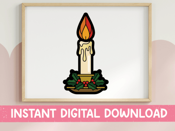 Christmas Candle Holly Sticker