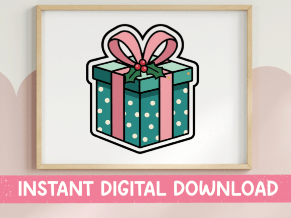 Christmas Gift Box Polka Dot Sticker Graphics