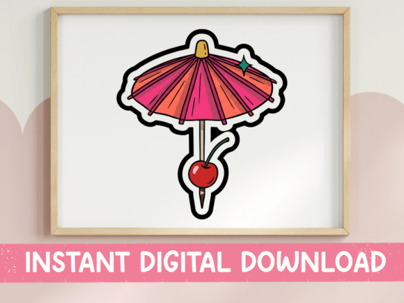 Cocktail Umbrella Sticker SVG PNG: Graphics for T-Shirt Designs