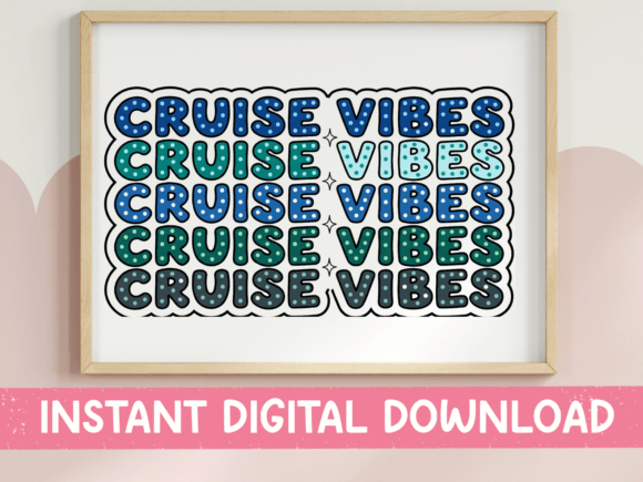 Cruise Vibes Blue Sticker SVG PNG: Graphics for T-Shirt Designs