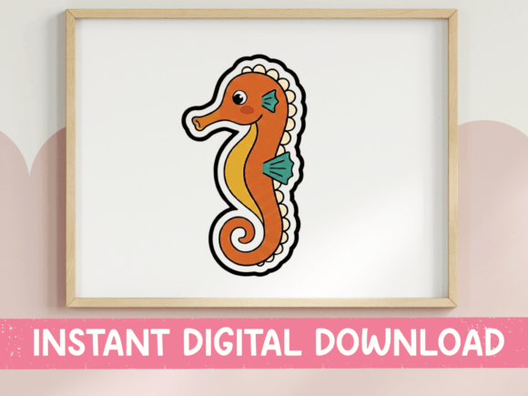 Cute Seahorse Sticker Ocean Design Graphics