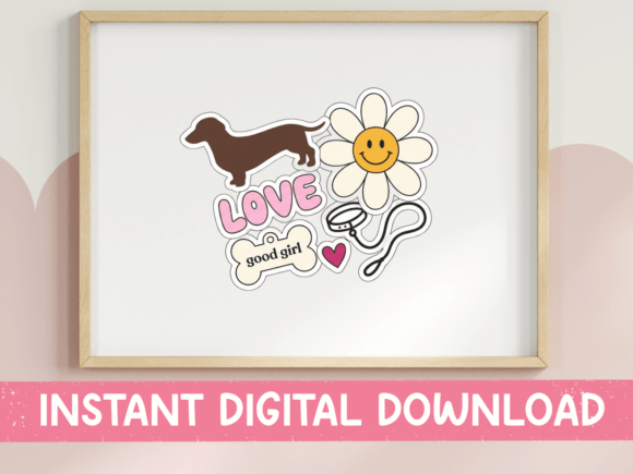 Dachshund Sticker Pack SVG PNG Love: Graphics for T-Shirt Designs