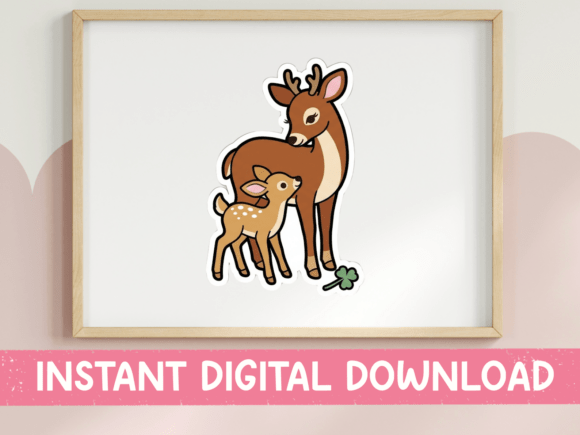 Deer and Fawn Mother Baby Sticker Graphics