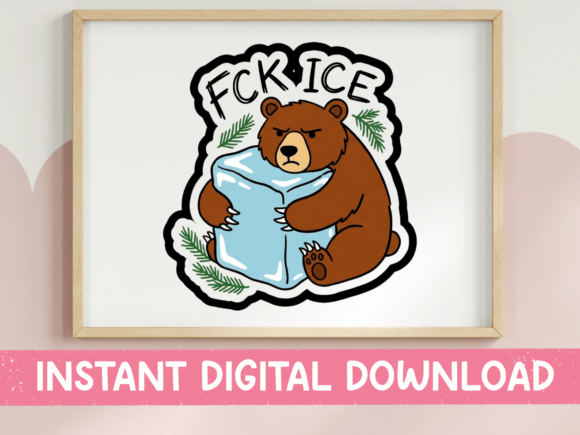 Fck Ice Bear Hugging Block Sticker SVG: Graphics for Bold T-Shirt Designs