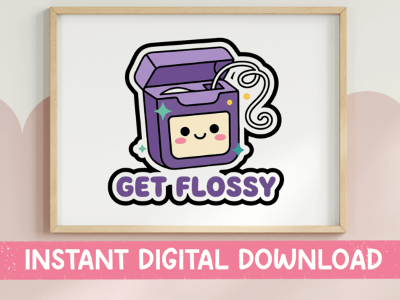 Get Flossy Kawaii Dental Floss Sticker