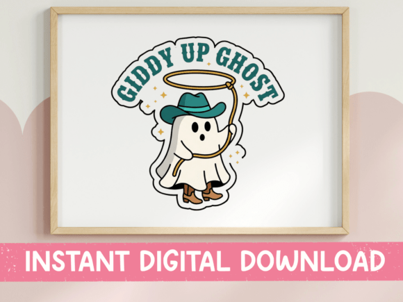 Giddy Up Ghost Cowboy Sticker Design: Graphics for T-Shirt Designs