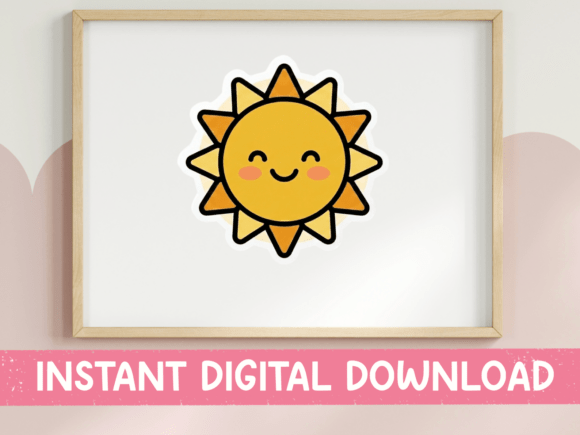 Happy Kawaii Sun Cute Sticker Design: Graphics for T-Shirt Designs