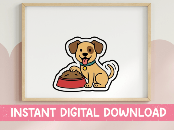 Happy Puppy with Food Bowl Sticker