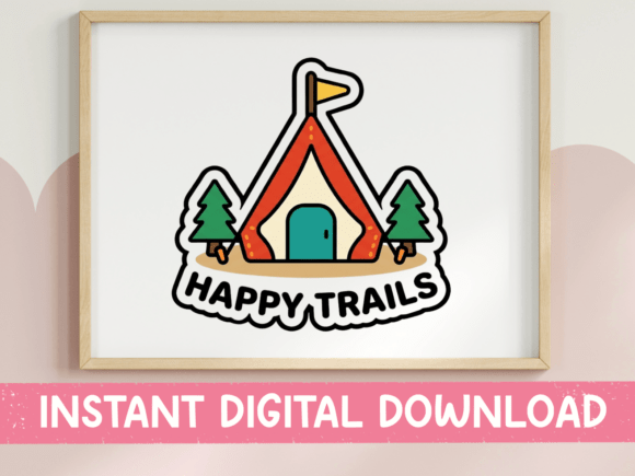 Happy Trails Cabin Camping Sticker