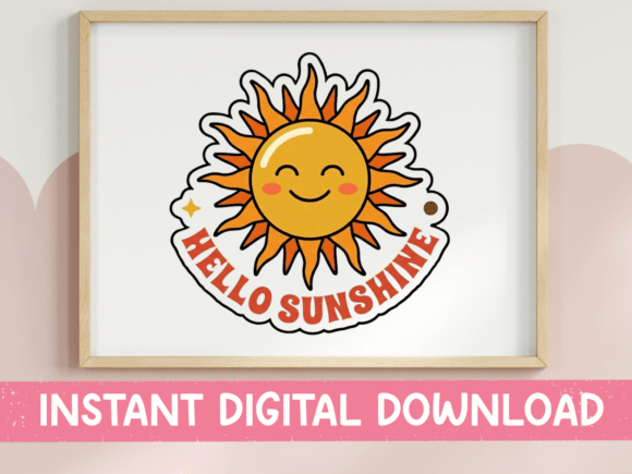 Hello Sunshine Retro Sun Sticker Graphics