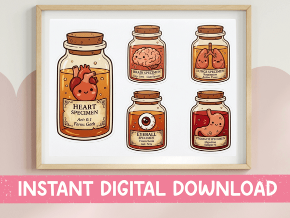 Kawaii Anatomy Specimen Jars SVG Graphics for T-Shirt Designs