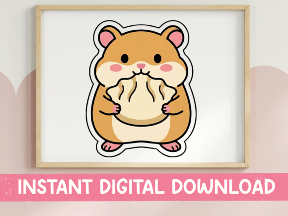 Kawaii Hamster Holding Dumpling Sticker Graphics