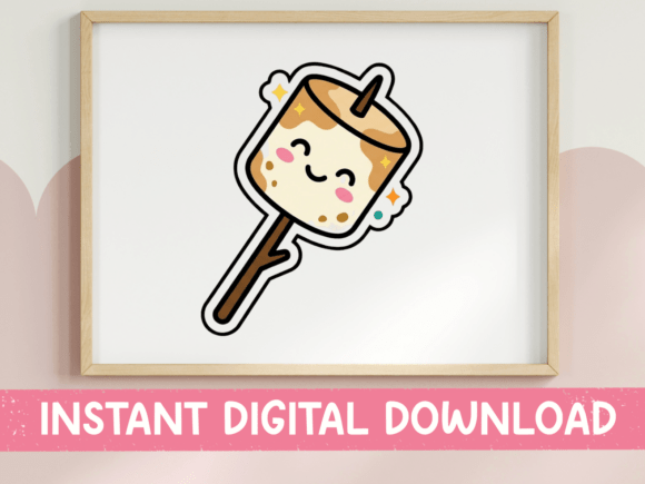 Kawaii Toasted Marshmallow Sticker: Graphics for T-Shirt Designs