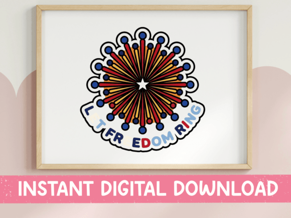 Let Freedom Ring Firework Sticker Design: Graphics for T-Shirt Designs