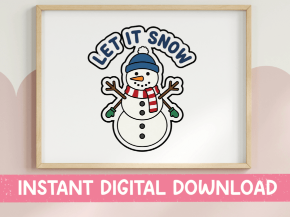 Let It Snow Cute Snowman Sticker Graphics