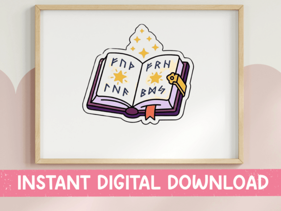 Magic Spell Book Sticker Design: Graphics for T-Shirt Designs & Editorial Use