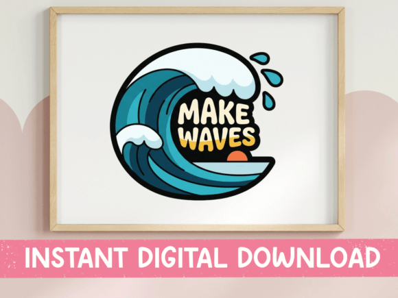 Make Waves Ocean Surf Sticker Design: Graphics & T-Shirt Designs