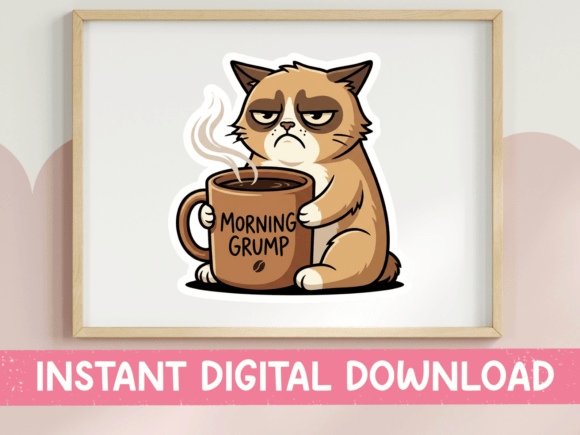 Morning Grump Cat Coffee Graphics for T-Shirt Designs