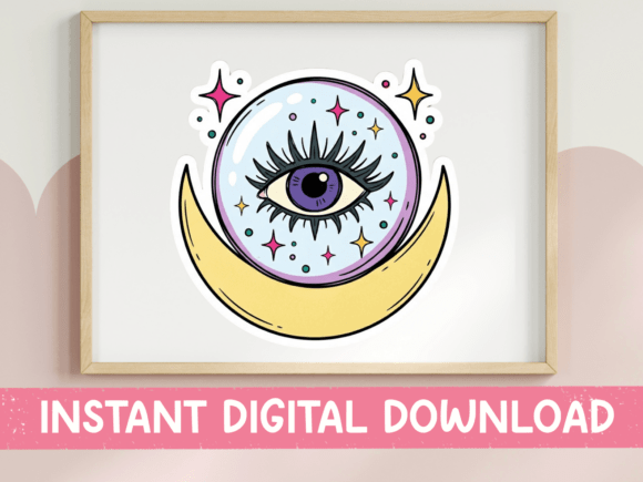 Mystical Eye Moon Sticker SVG PNG: Graphics for T-Shirt Designs