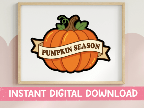 Pumpkin Season Harvest Banner Sticker: Graphics & T-Shirt Designs