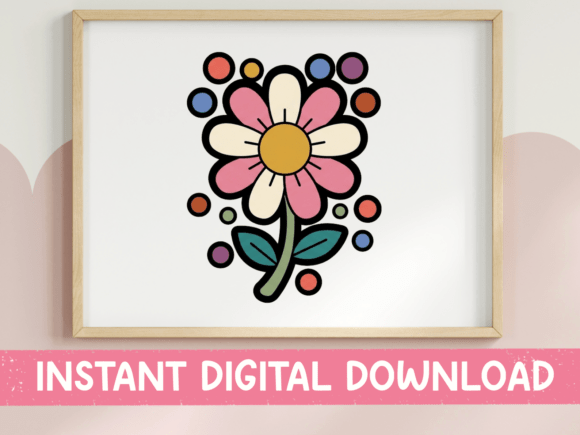 Retro Daisy Flower Confetti Sticker Graphics for T-Shirt Designs