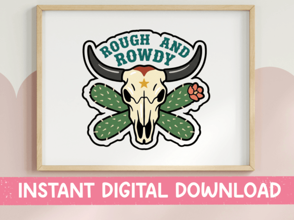 Rough and Rowdy Bull Skull Sticker Graphics