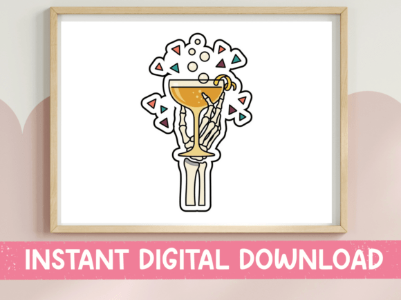 Skeleton Hand Cocktail Sticker: Graphics for T-Shirt Designs