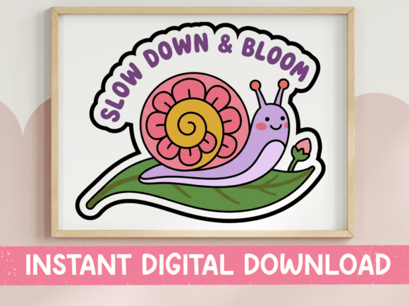Slow Down and Bloom Snail Sticker