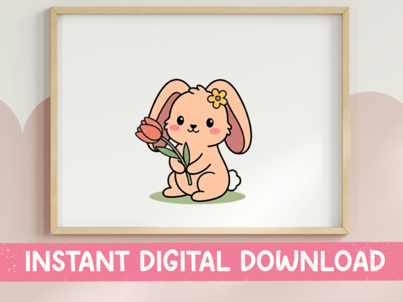 Spring Bunny with Tulip Sticker