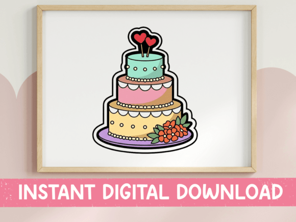Tiered Wedding Cake Sticker Design: Graphics for T-Shirt Designs