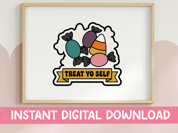 Treat Yo Self Halloween Candy Sticker: Graphics for T-Shirt Designs