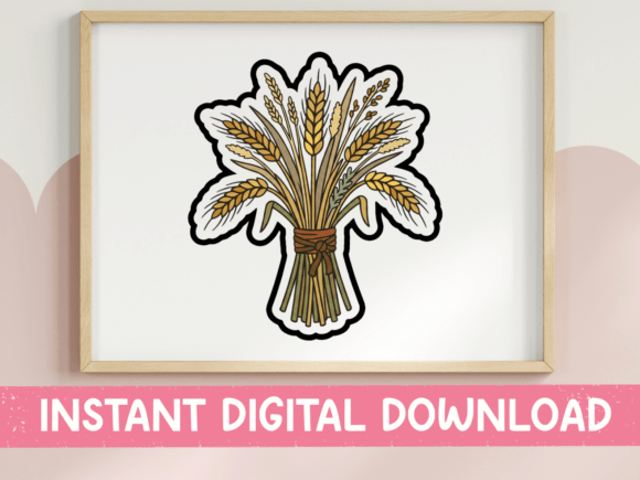 Wheat Sheaf Harvest Sticker: Graphics for T-Shirt Designs
