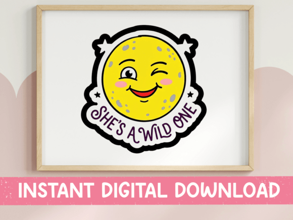 Wild One Winking Moon Sticker SVG: Graphics for T-Shirt Designs