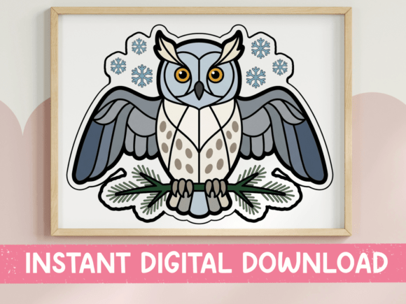 Winter Snowy Owl Sticker Design: Graphics & T-Shirt Designs